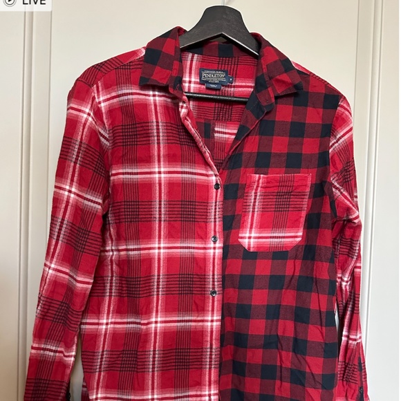 Ladies Pendleton Wool Red/Black Check Button up Shirt - Picture 1 of 2